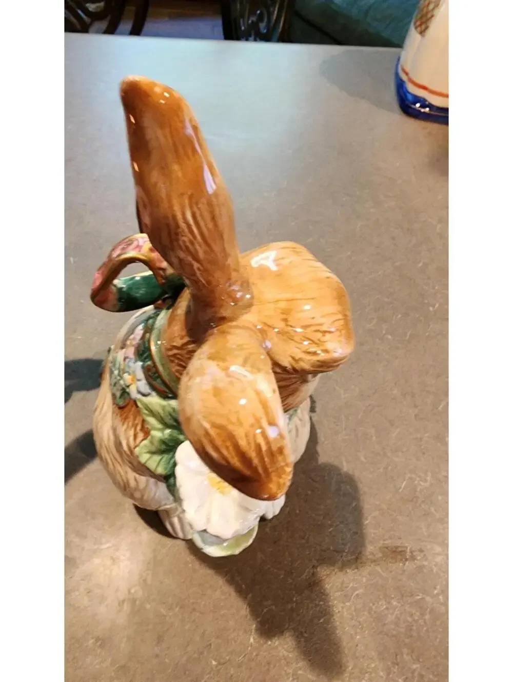 Fitz & Floyd Woodland Spring Rabbit 12.5” Water Pitcher w/ Ribbon Handle Bunny